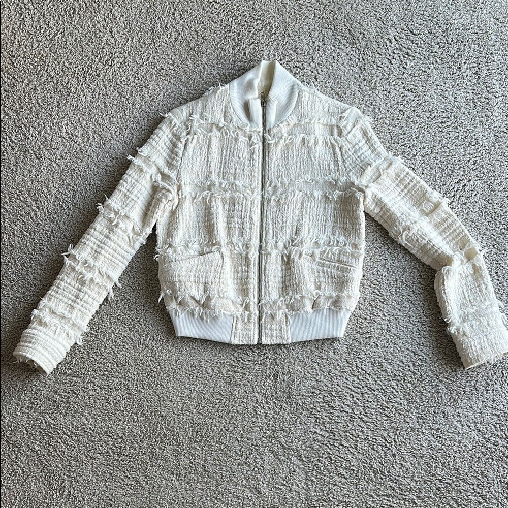 Women's White Textured Jacket